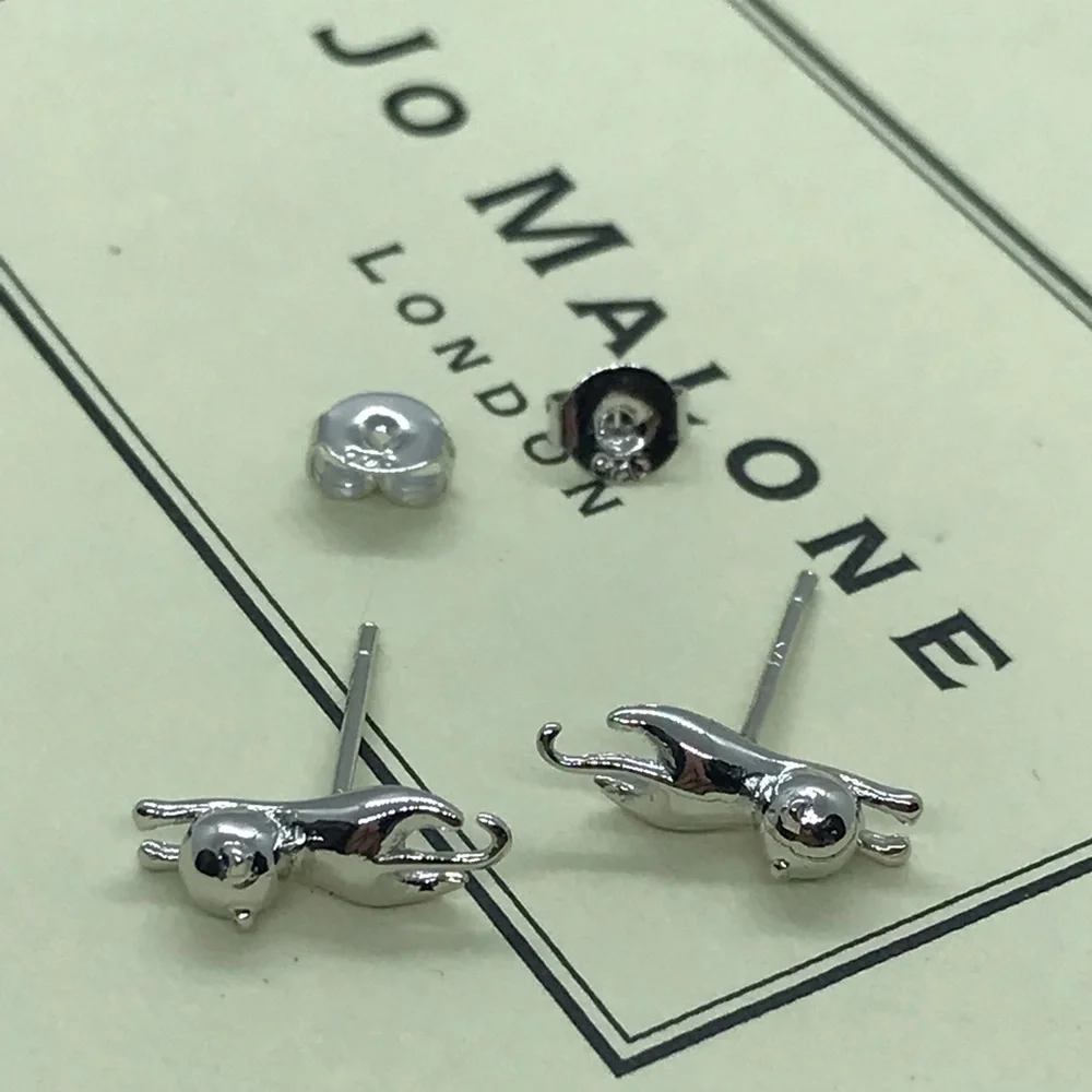 🌟 Sterling Silver 925 Cat 🐈 Stud Earrings - Picture 4 of 8